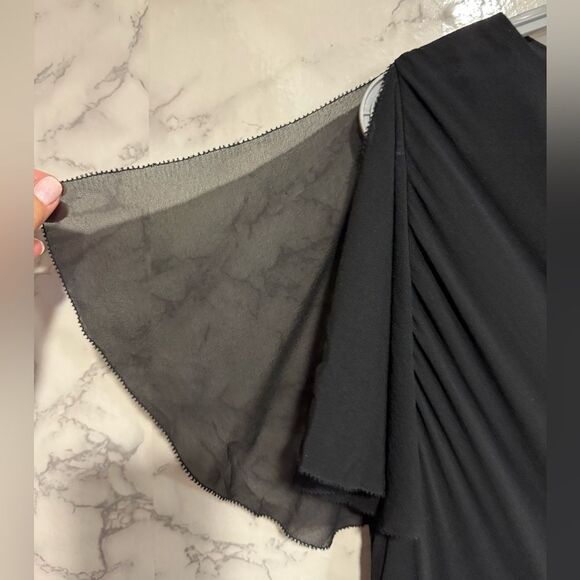 NEW Cynthia Howie 100% Silk Elegant Black Asymmetrical Dress Size 16W - Picture 3 of 7